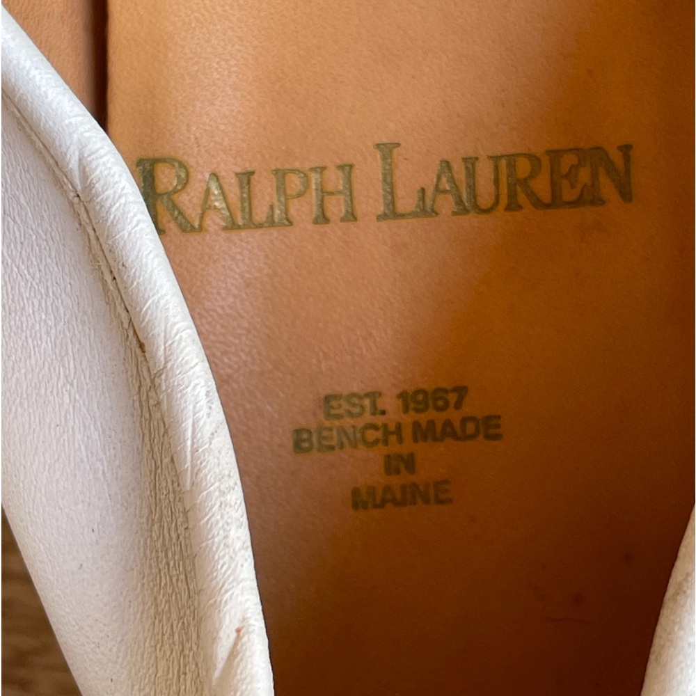 RALPH LAUREN Vtg 80’s White Leather Loafers Crest Bench Made Maine USA 10M RARE! - Picture 2 of 13